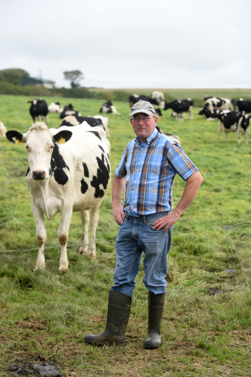 ICMSA - Dairy farmer D. J. Keohane on his farm at Timoleague, Co Cork. ICMSA - Dairy farmer D. J. Keohane on his farm at Timoleague, Co Cork.