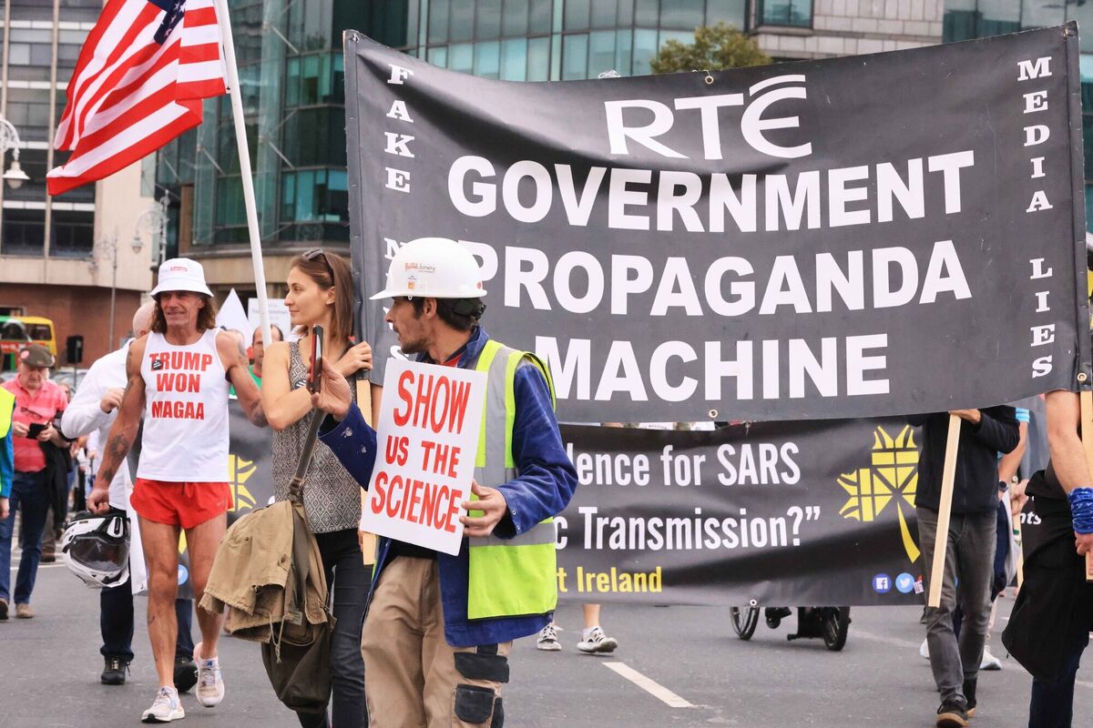 Dublin city centre was brought to a halt for over an hour last month by a few hundred anti-mask protesters. Picture: Eamonn Farrell/RollingNews.ie