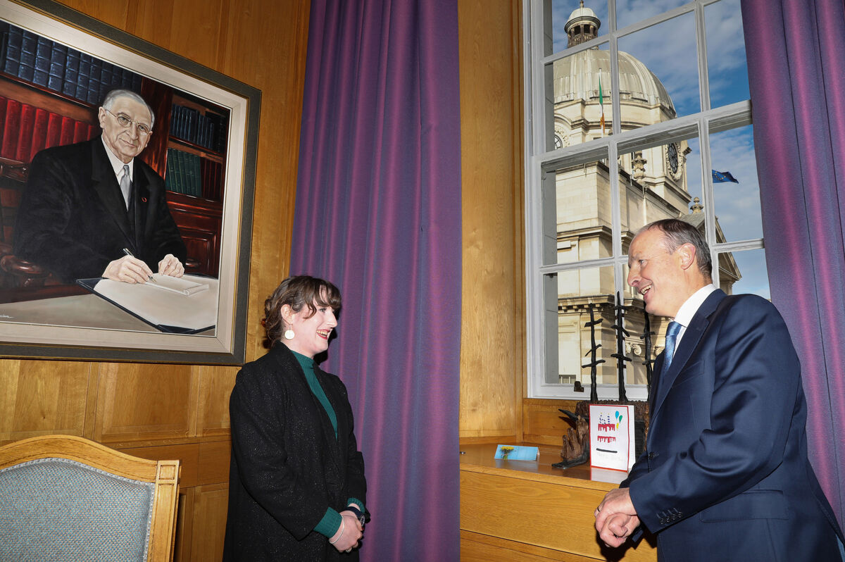 Mairáad Butler 'takes over' the office of Taoiseach Micheál Martin. Picture: Julien Behal