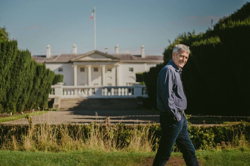 David McCullagh: posing outside Áras an Uachtaráin