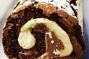 Chocolate roulade with chantilly cream