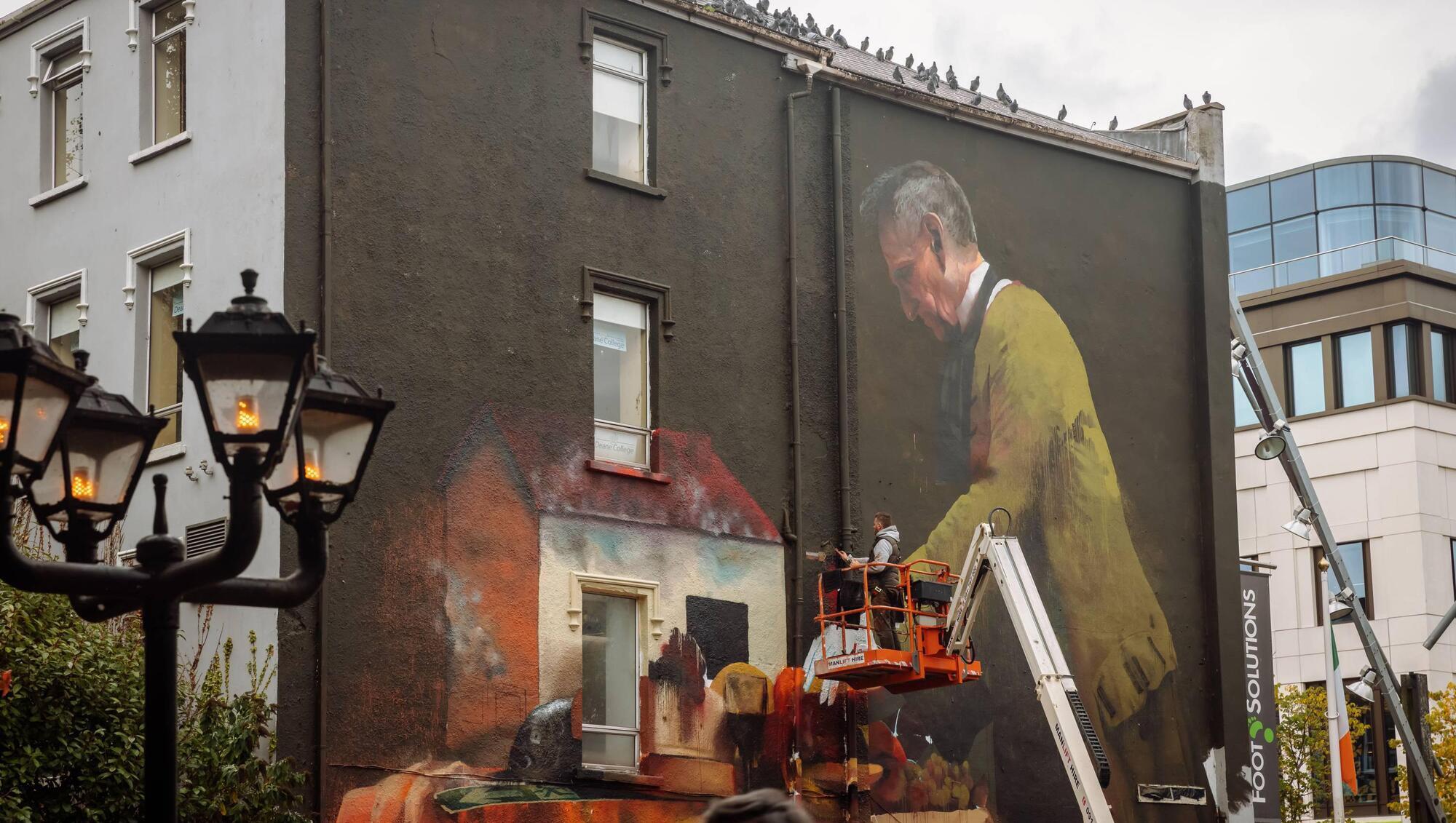 Renowned Cork-born London-based artist Conor Harrington putting the finishing touches on his new giant mural at Bishop Lucey Park, Cork City, as part of Ardú Street Art Project 2021. Pic: John Beasley