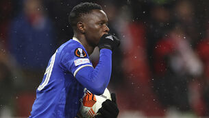 <p>Patson Daka scored four times in Russia to revive Leicester’s hopes (AP/PA)</p>