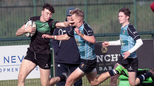 <p>Barry Spearman, Bandon Grammar School, in action against Cole Gavin Castletroy College. Picture: Brendan Gleeson</p>