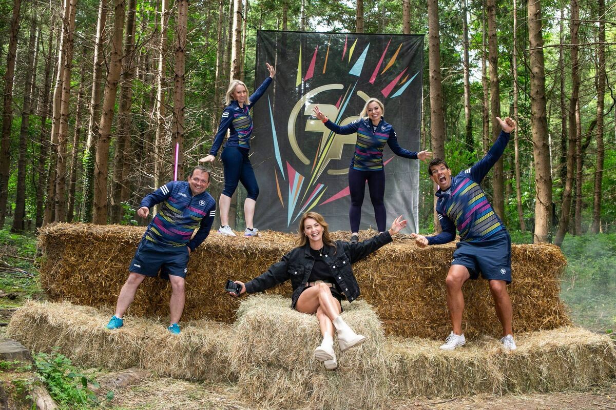 Ireland's Fittest Family: Davy Fitzgerald, Derval O'Rourke, Anna Geary and Donncha O'Callaghan with Mairead Ronan