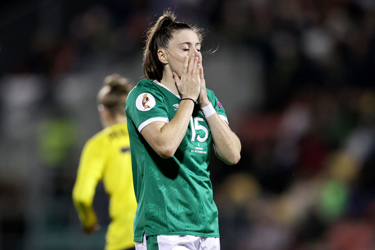 Ireland's Lucy Quinn reacts to a missed chance