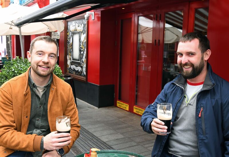 Ger Buckley, left, and Ruairí Doran are soaking in the atmosphere over a few pints. Picture: Denis Minihane Ger Buckley, left, and Ruairí Doran are soaking in the atmosphere over a few pints. Picture: Denis Minihane