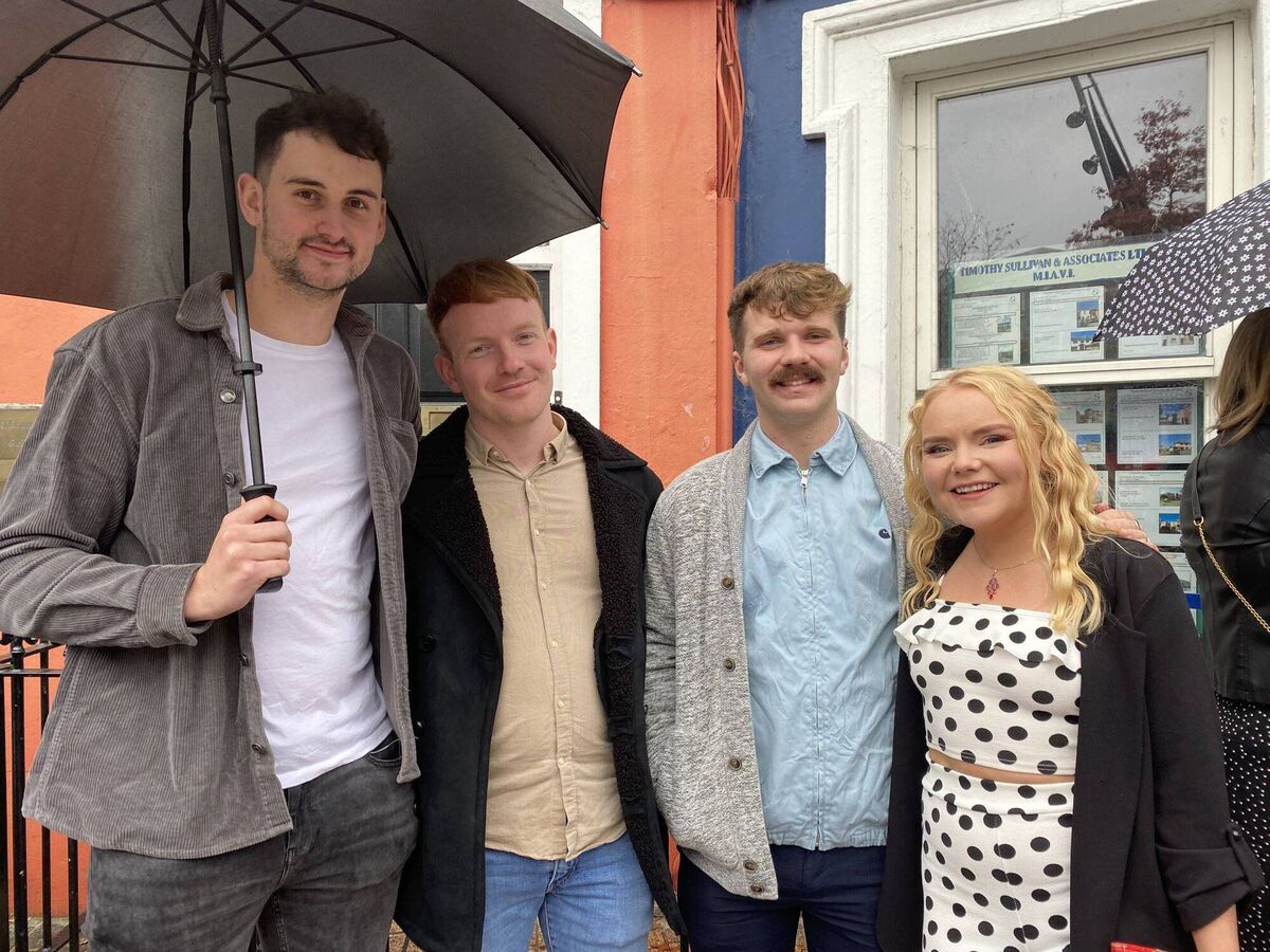 Maurice Costelloe, Andrew Murphy, Eoin McKenna and Mary-Kate Ford were 'buzzing' to be out together for the Cork Jazz Festival again since Mary-Kate recently returned from two years in Canada. Picture: Liz Dunphy/Twitter