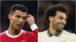 <p>Cristiano Ronaldo and Mohamed Salah (PA)</p>