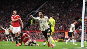<p>Mohamed Salah of Liverpool celebrates after scoring their side's third goal. Picture: Michael Regan/Getty Images</p>