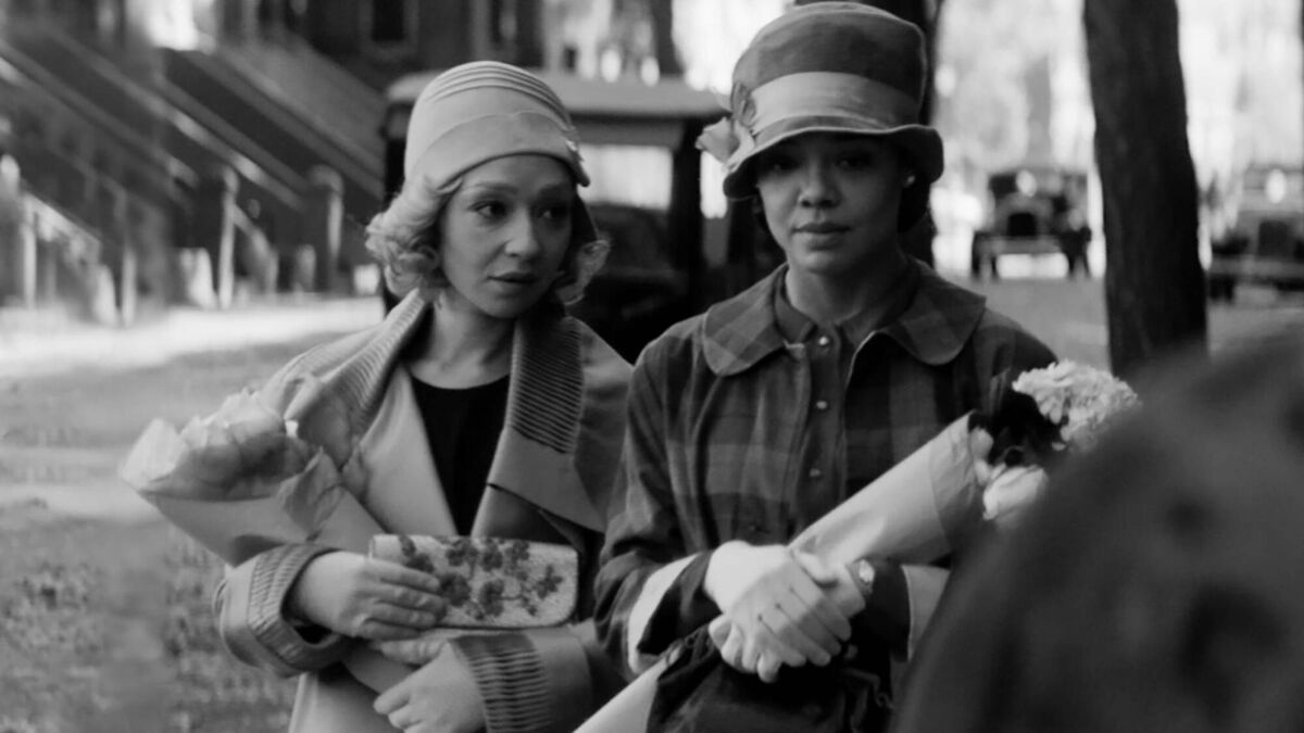 Ruth Negga and Tessa Thompson in Passing. 