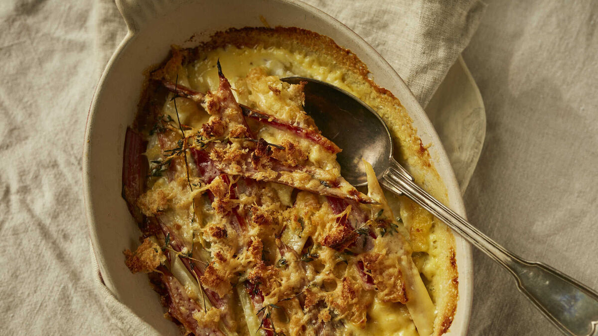 Chard stem gratin