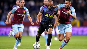 <p>Lucas Moura (centre) scored the winner for Spurs (Tim Goode/PA)</p>