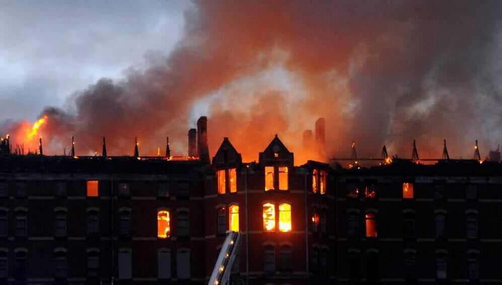 The fire at the former St Kevin's Hospital. Picture: Denis Minihane.