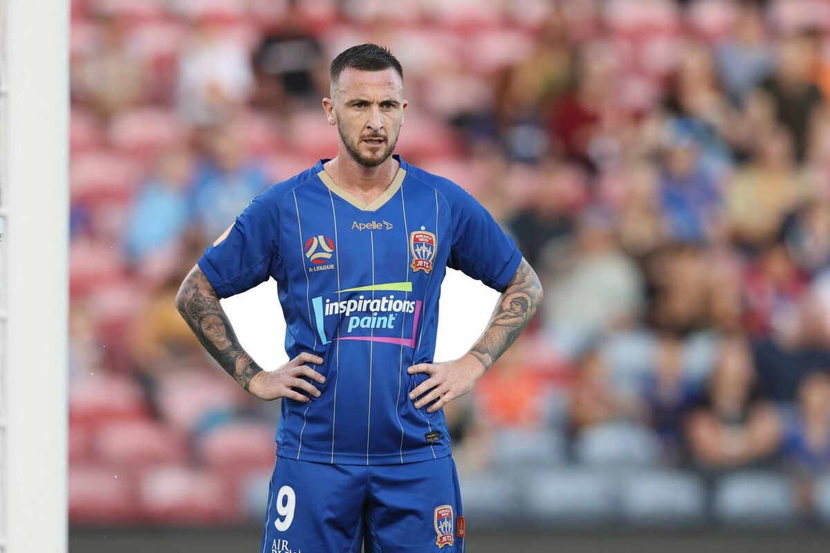 Roy O'Donovan of the Jets reacts during the A-League match between the Newcastle and Western United FC last April. Picture: Ashley Feder/Getty Images Roy O'Donovan of the Jets reacts during the A-League match between the Newcastle and Western United FC last April. Picture: Ashley Feder/Getty Images