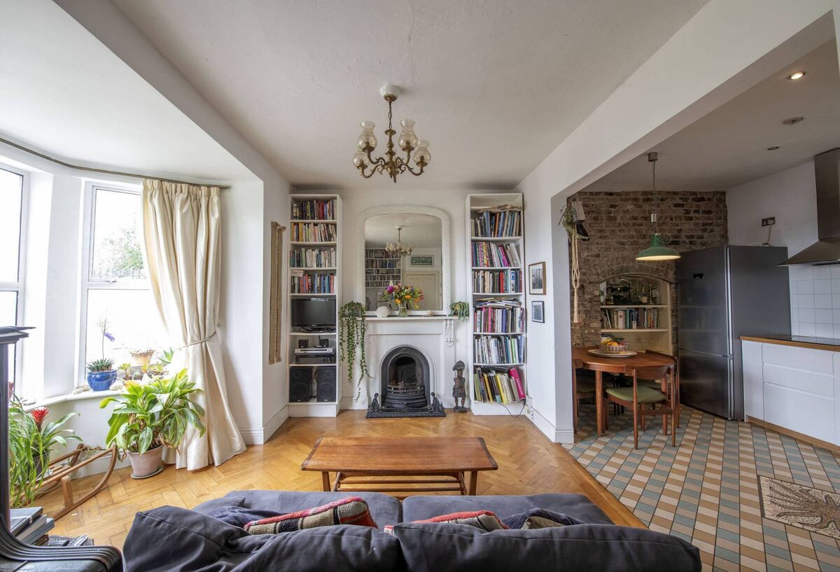 Living room with bay window