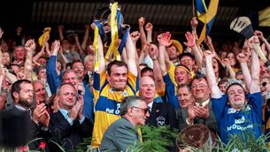 <p>Clare captain Anthony Daly lifts the cup after the Munster final win over Tipperary at Páirc Uí Chaoimh in Cork. <span class="contextmenu emphasis CaptionCredit">Picture: Ray McManus/Sportsfile</span>
            </p>
