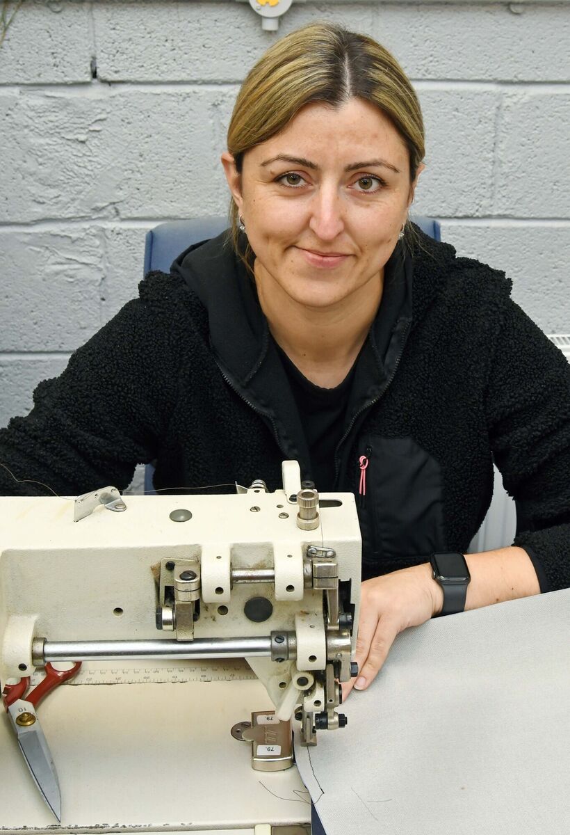 Zivile Lucinaviciene working on a cushion. Zivile Lucinaviciene working on a cushion.