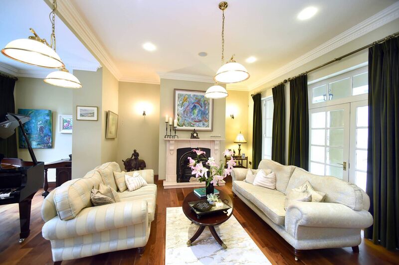 A reception room with fireplace