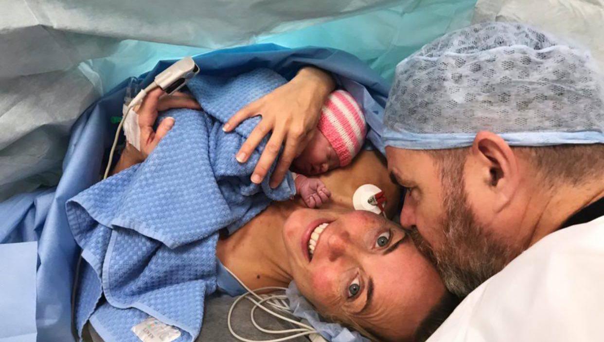 Kathryn Thomas shares intimate pictures from birth of baby Grace 