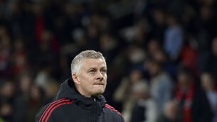 <p>Manchester United's manager Ole Gunnar Solskjaer leaves the field at the end of the 5-0 defeat to Liverpool. Picture: AP Photo/Rui Vieira</p>