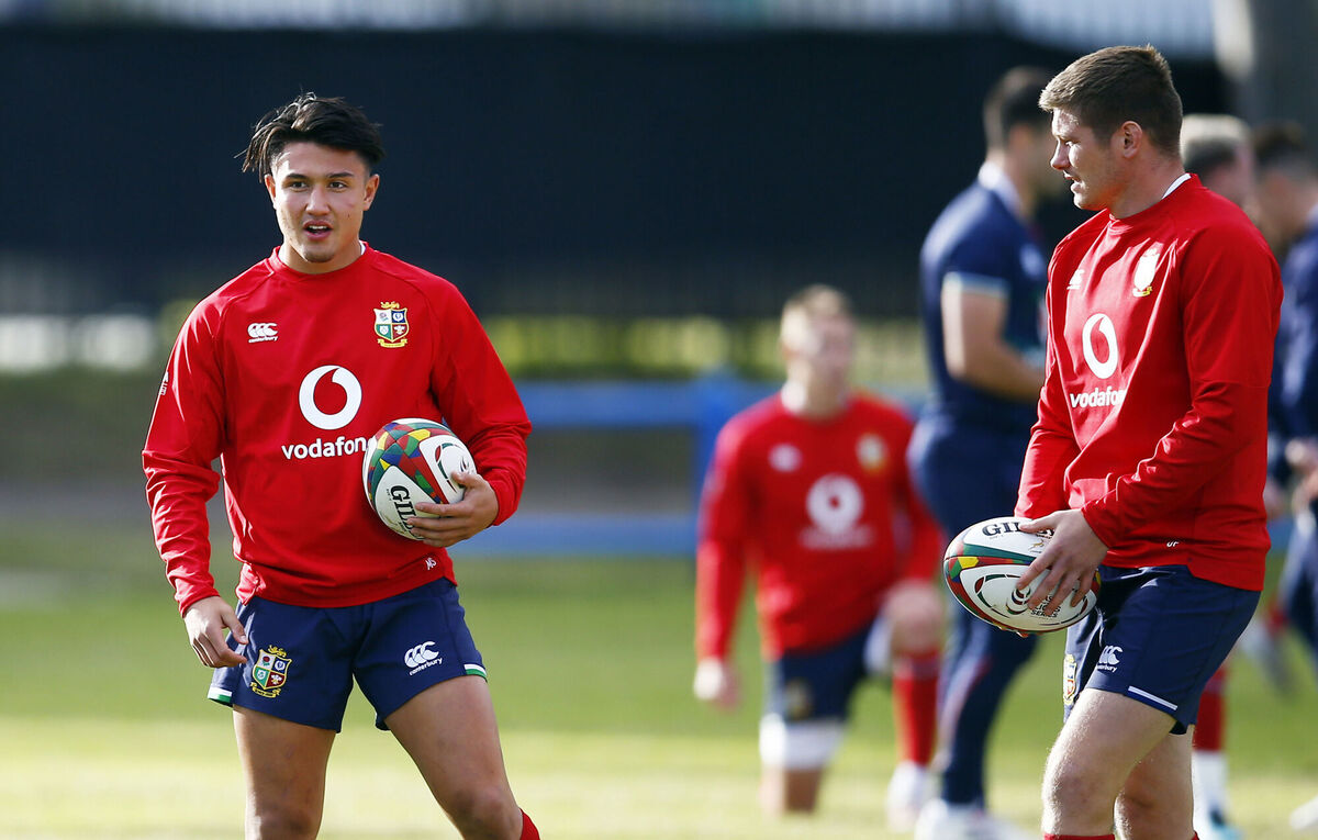 Marcus Smith and Owen Farrell at England training. Picture: Steve Haag