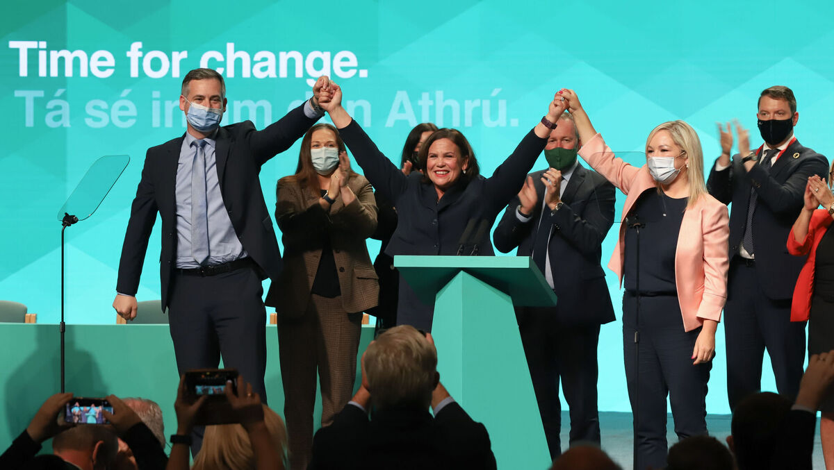 Sinn Féin leader Mary Lou McDonald speaking during the Sinn Féin Ard Fheis at the Helix in Dublin. Picture: Damien Storan/PA Wire