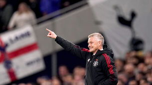 <p>Manchester United manager Ole Gunnar Solskjaer gestures on the touchline during the Premier League match at Tottenham Hotspur Stadium. Picture: John Walton/PA </p>