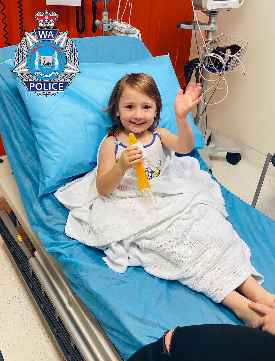 Four-year-old Cleo Smith waves as she sits on a bed in hospital (Western Australia Police/AP) Four-year-old Cleo Smith waves as she sits on a bed in hospital (Western Australia Police/AP)