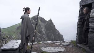 <p>Daisy Ridley as Rey and Mark Hamill as Luke Skywalker in a scene from the movie <span class="contextmenu quote">Star Wars: The Last Jedi</span>, filmed on Skellig Michael. Picture: Jonathan Olley / Jonathan Olley / Lucasfilm Ltd.</p>