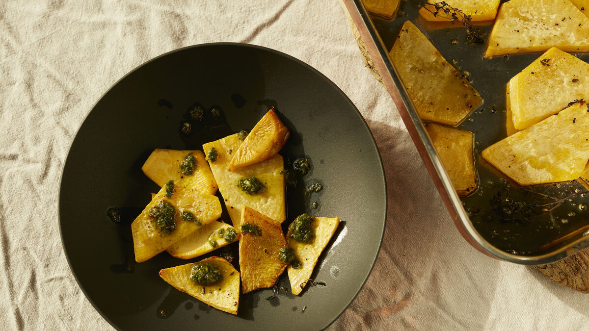 Swede with salsa verde