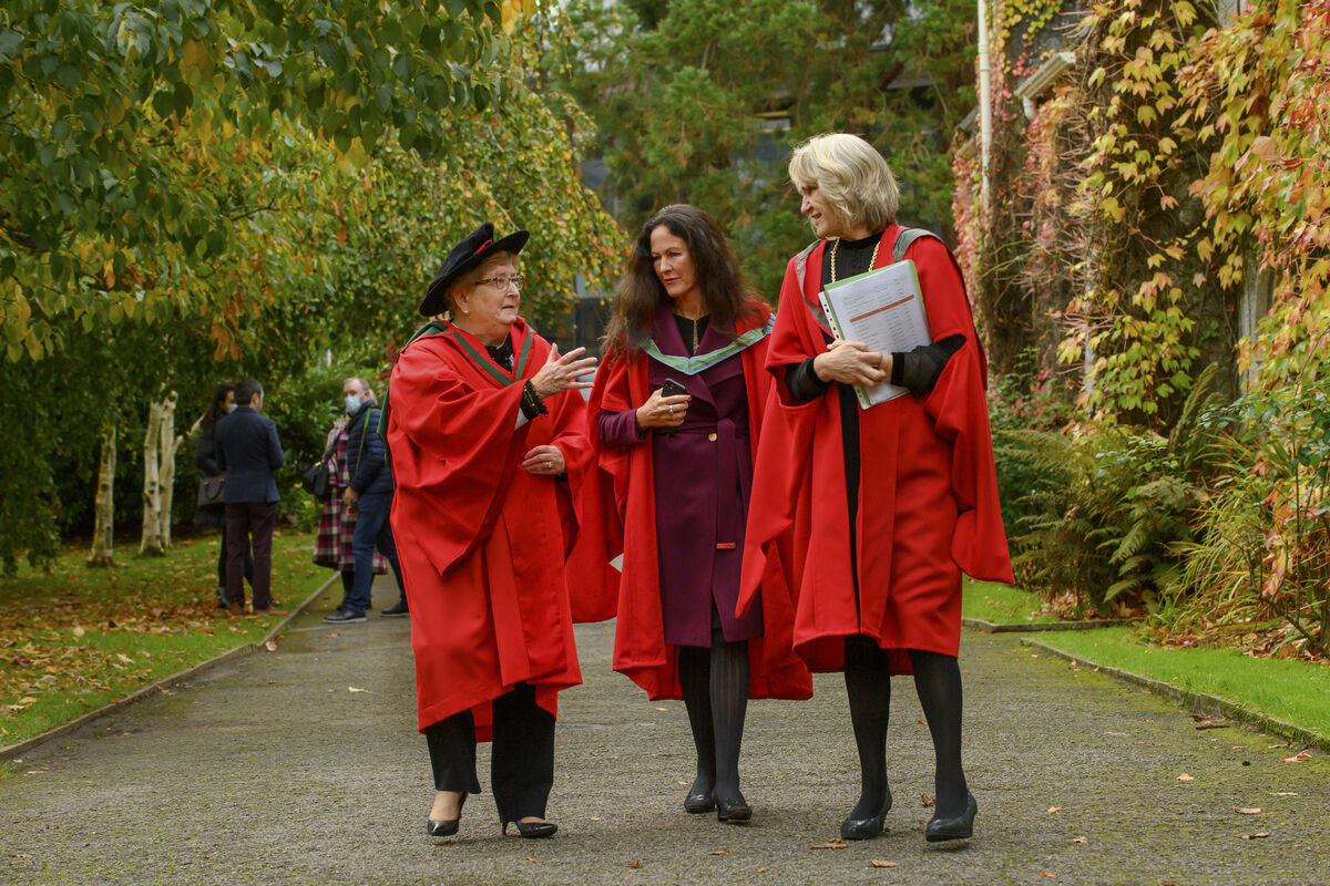 "Margaret is a truly extraordinary person." (Left to right) Patient advocate Dr Margaret Murphy, Dr Jean van Sinderen-Law and Professor Helen Whelton after Dr Murphy was awarded an honorary doctorate at University College Cork (UCC). Photo: Daragh Mc Sweeney/Provision