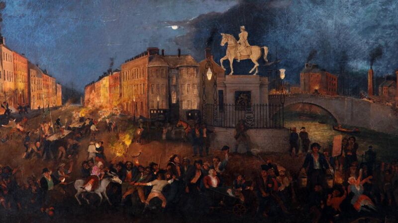 A detail from James Beale's 1845 painting, Skellig Night on South Mall. Picture: Crawford Art Gallery, Cork