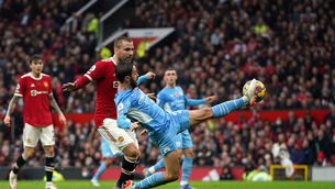 <p>Manchester City's Bernardo Silva scores the second goal at Old Trafford. Picture: Martin Rickett/PA Wire.</p>