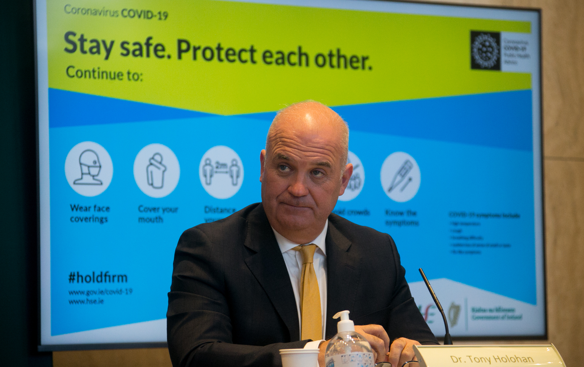 Chief Medical Officer Dr Tony Holohan has urged people continue with the basics of hand washing, social distancing and recognising risky environments. Picture: Gareth Chaney/Collins