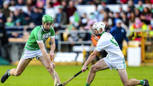 <p>Ballyhale Shamrocks’ Joey Holden in action against Owen Wall of O’Loughlin Gaels. Picture: INPHO/Ken Sutton</p>