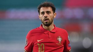 <p>Bernardo Silva of Portugal during the FIFA World Cup 2022 qualifying group A match between Portugal and Republic of Ireland at Estádio Algarve in Faro, Portugal. Photo by Stephen McCarthy/Sportsfile</p>