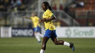 <p>SAO PAULO, BRAZIL - AUGUST 29: Formiga of Brazil runs during a match between Argentina and Brazil part of Uber International Cup 2019 at Pacaembu Stadium on August 29, 2019 in Sao Paulo, Brazil. (Photo by Miguel Schincariol/Getty Images)</p>