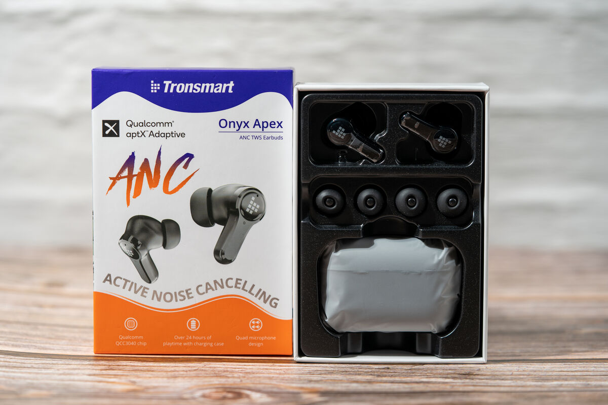Tronsmart Onyx Apex ANC comes with three different silicone ear tip sizes. Pic: Noel Campion. Tronsmart Onyx Apex ANC comes with three different silicone ear tip sizes. Pic: Noel Campion.