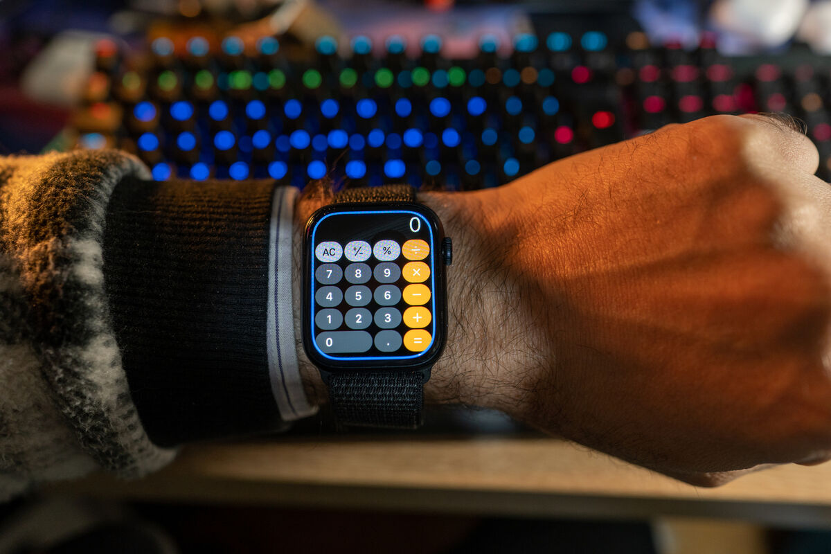 Apple Watch Series 7 with the calculator app. Pic Noel Campion.