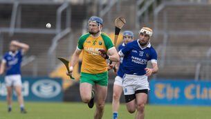 <p> XXJob SPORT 17102021 Inagh Kilnamona's David Fitzgerald and Cratloe's Conor McGrath in action during the Senior Hurling quarter final at Cusack park, Ennis on Sunday. Picture ; Eamon Ward</p>