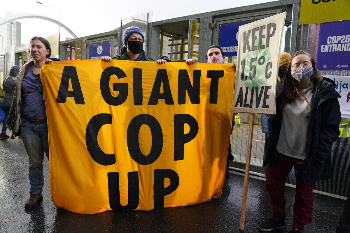 Climate activists protesting during the official final day of the Cop26 summit in Glasgow. Picture: PA. Climate activists protesting during the official final day of the Cop26 summit in Glasgow. Picture: PA.