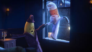<p>Ebanana Scrooge is one of Aldi's new characters in the retailer's 2021 seasonal advertising campaign, 'A Christmas Carrot'. Picture: Aldi/PA</p>