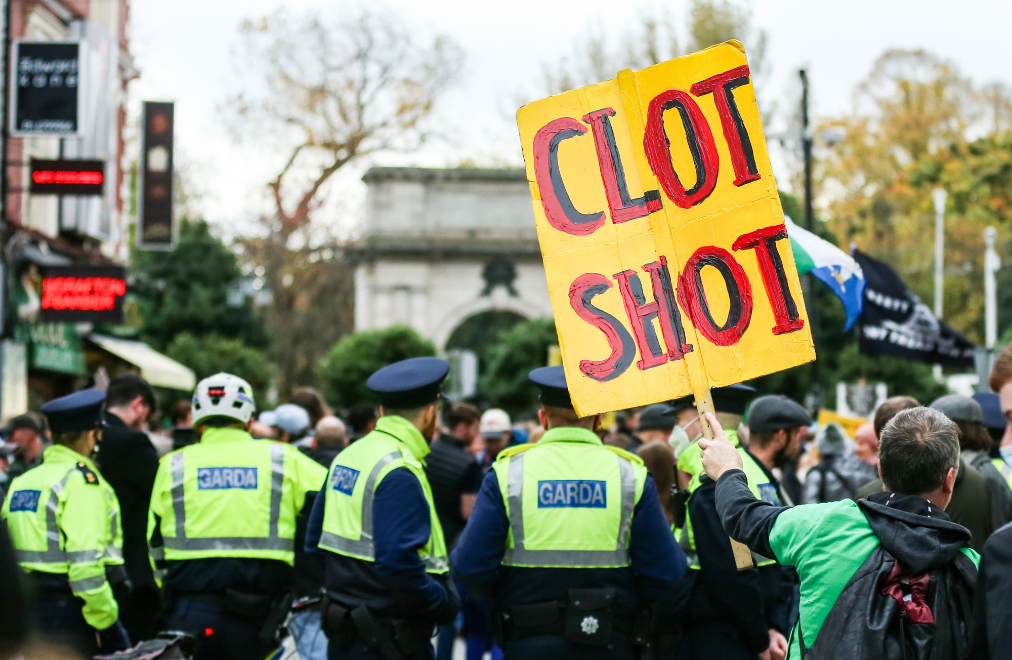 Three arrested, hurleys seized, at anti-vaccine protest in Dublin