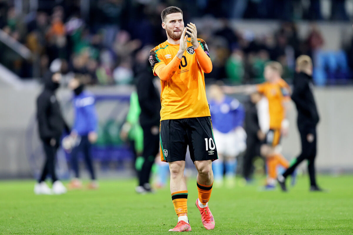 Ireland's Matt Doherty applauds fans after the game. Picture: INPHO/Laszlo Geczo
