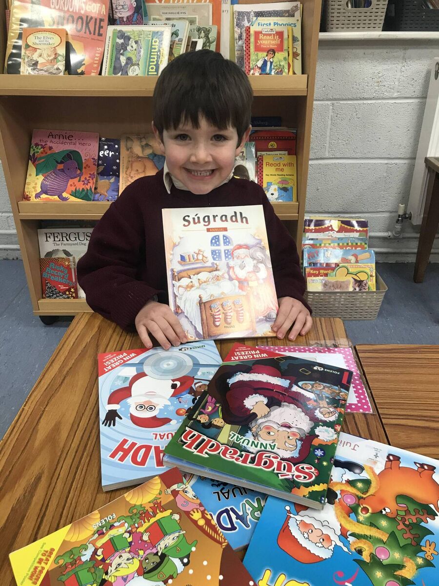 Rory Hickey, from Moyderwell Primary School, Tralee, enjoying the Folens annuals last year. Rory Hickey, from Moyderwell Primary School, Tralee, enjoying the Folens annuals last year.