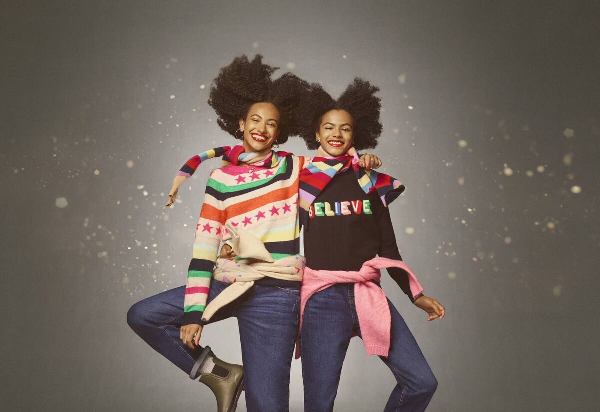 M&S Collection striped crew neck sweaer, €36; M&S Collection 'Believe' crew neck jumper, €28, M&S M&S Collection striped crew neck sweaer, €36; M&S Collection 'Believe' crew neck jumper, €28, M&S
