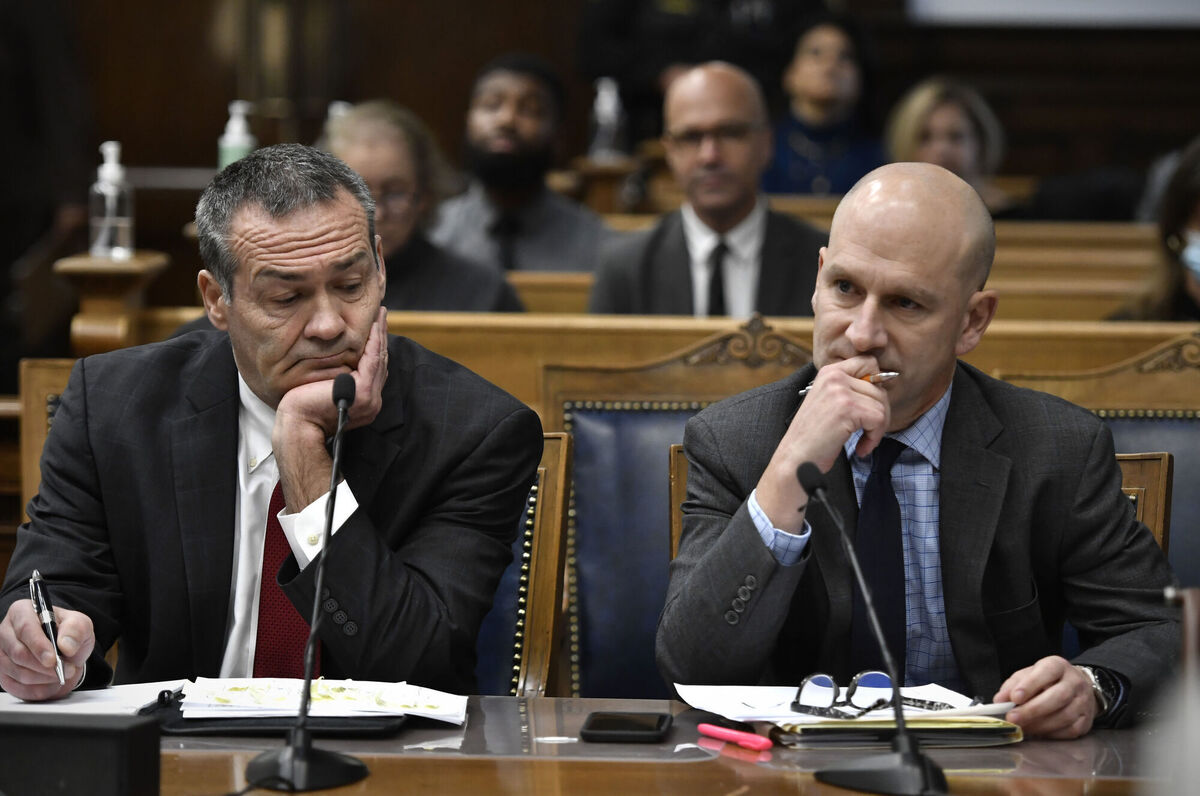 Kyle Rittenhouse's attorneys, Mark Richards, left, and Corey Chirafisi. Picture: Sean Krajacic/The Kenosha News via AP, Pool