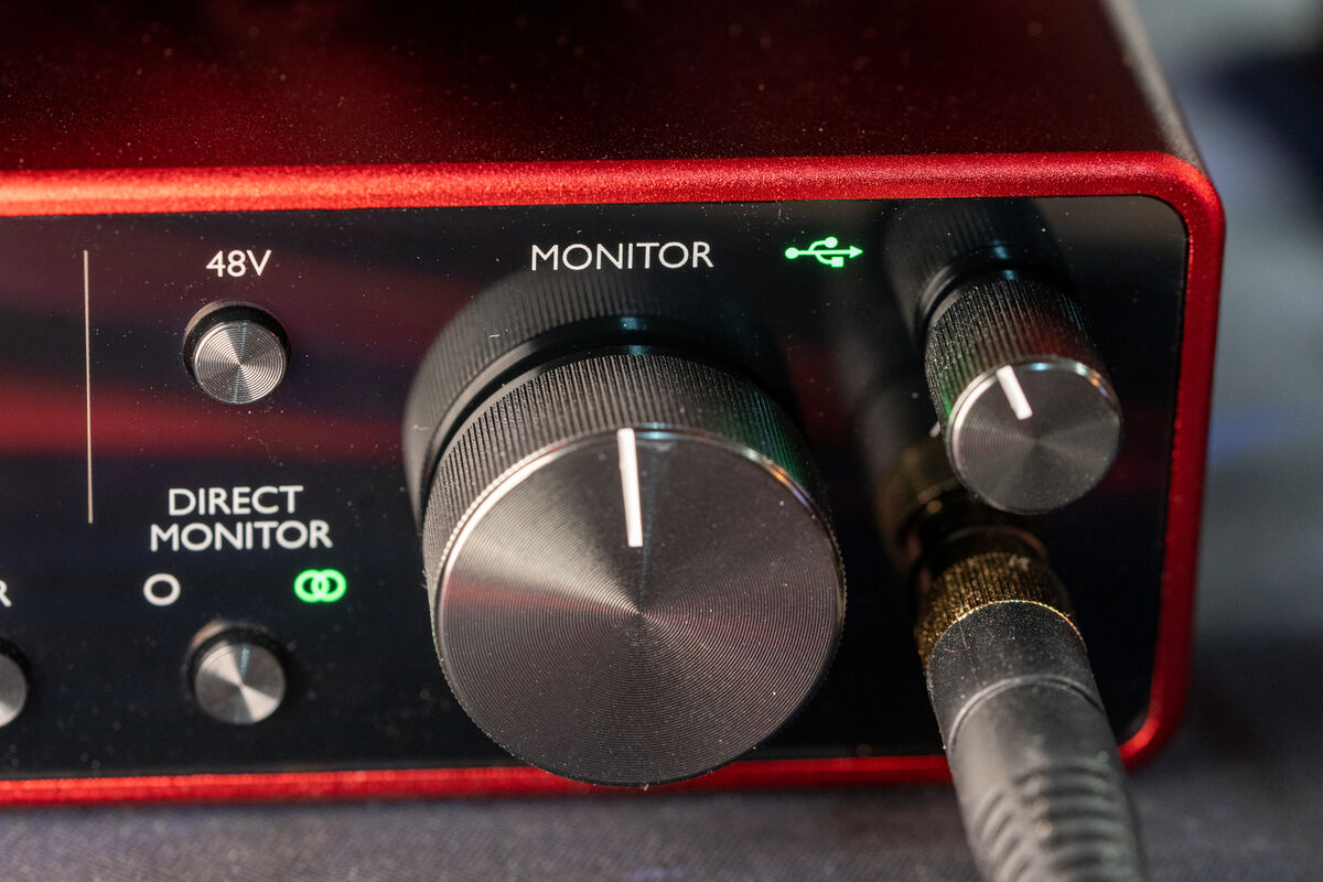 Focusrite Scarlette 2i2 with direct monitoring. Pic: Noel Campion. Focusrite Scarlette 2i2 with direct monitoring. Pic: Noel Campion.