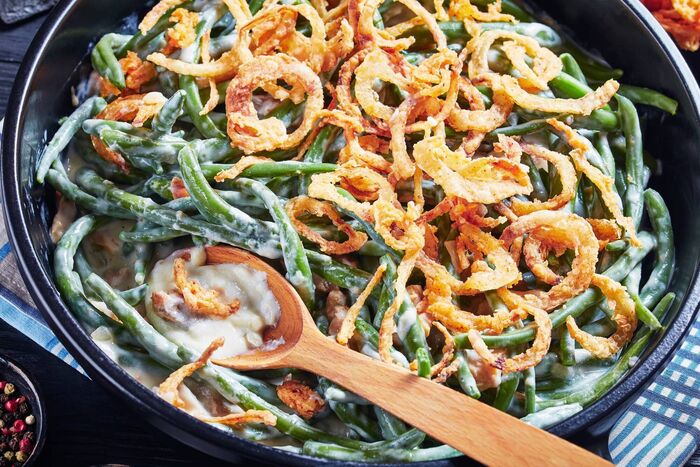 Green bean casserole with mushrooms